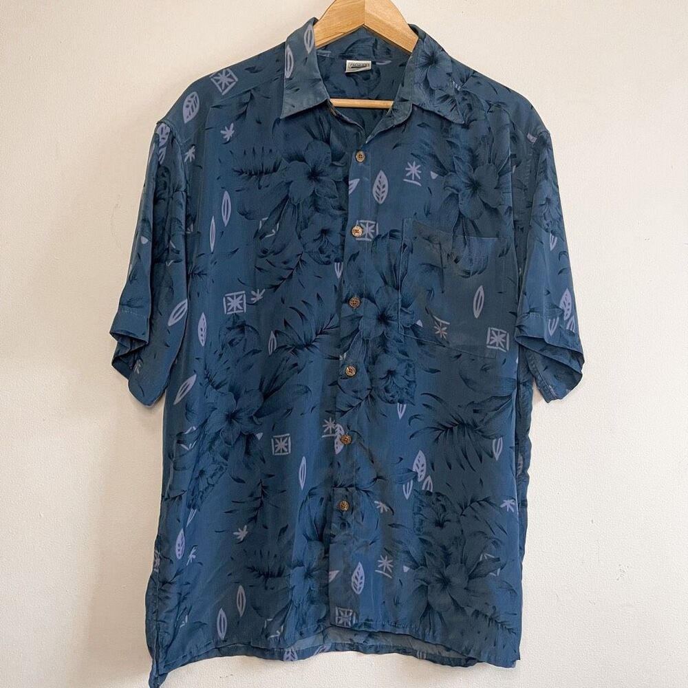 Vintage Blue Hawaiian Shirt Size Large